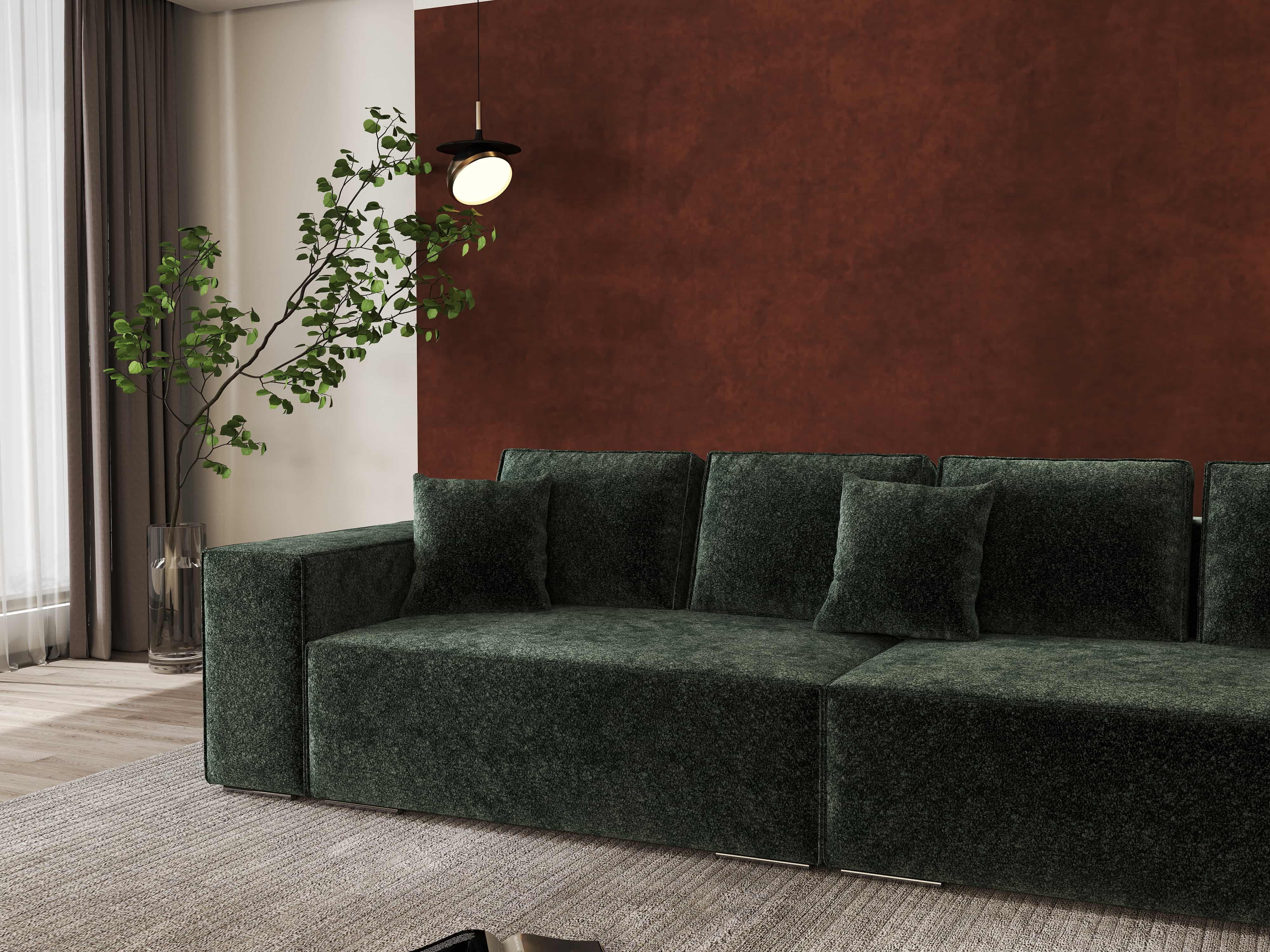 Canapea extensibilă dumonde cu ladă de depozitare si sezut confortabil din spuma HR, Dream Euphoria Verde 310x100 cm Fabrica