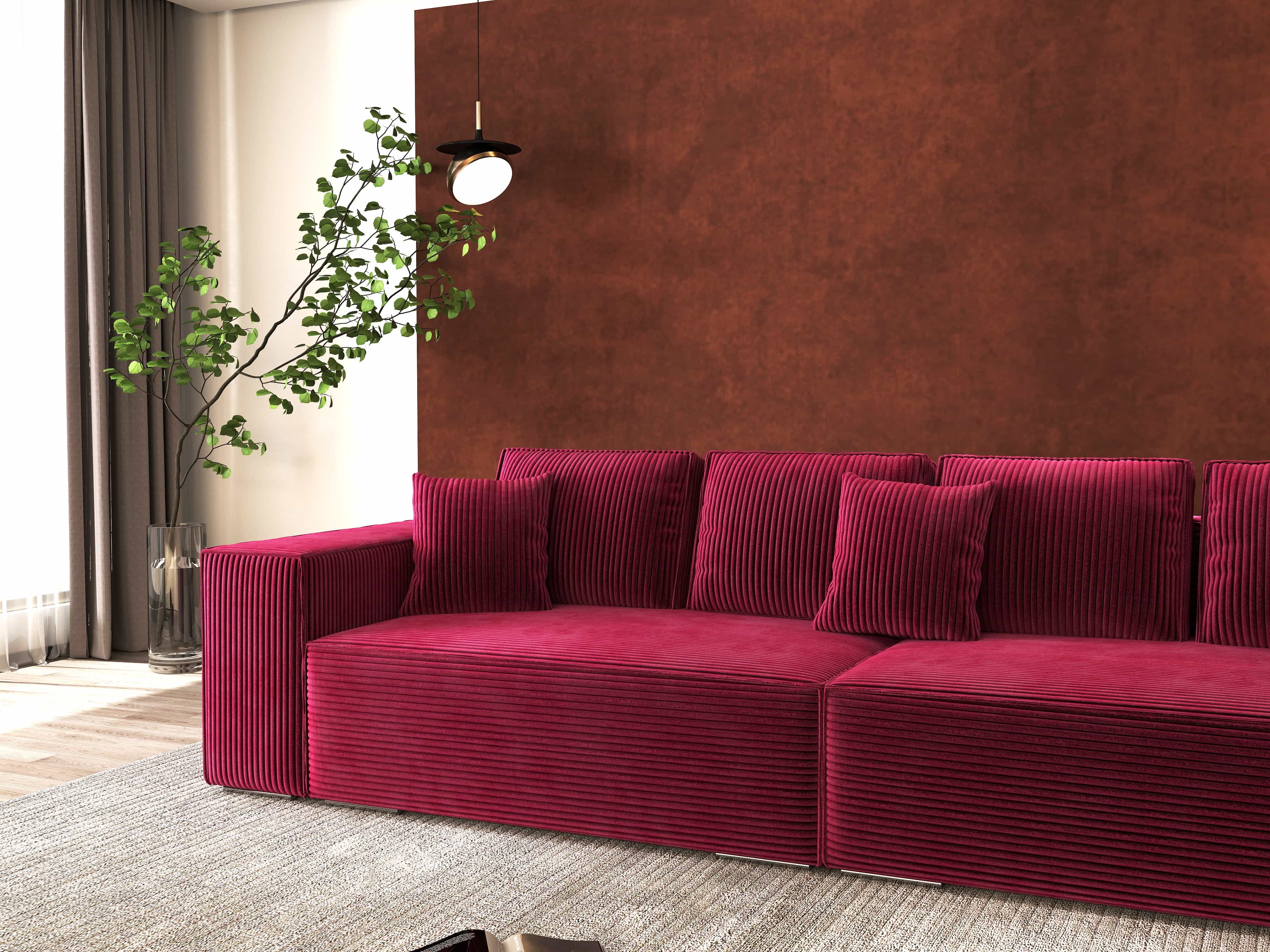 Canapea extensibilă dumonde cu ladă de depozitare si sezut confortabil din spuma HR, Dream Zoom Rosu 310x100 cm Fabrica