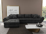 Colțar extensibil dumonde cu ladă de depozitare si sezut confortabil din spuma HR, Loana XL Euphoria Negru 335x185 cm Fabrica
