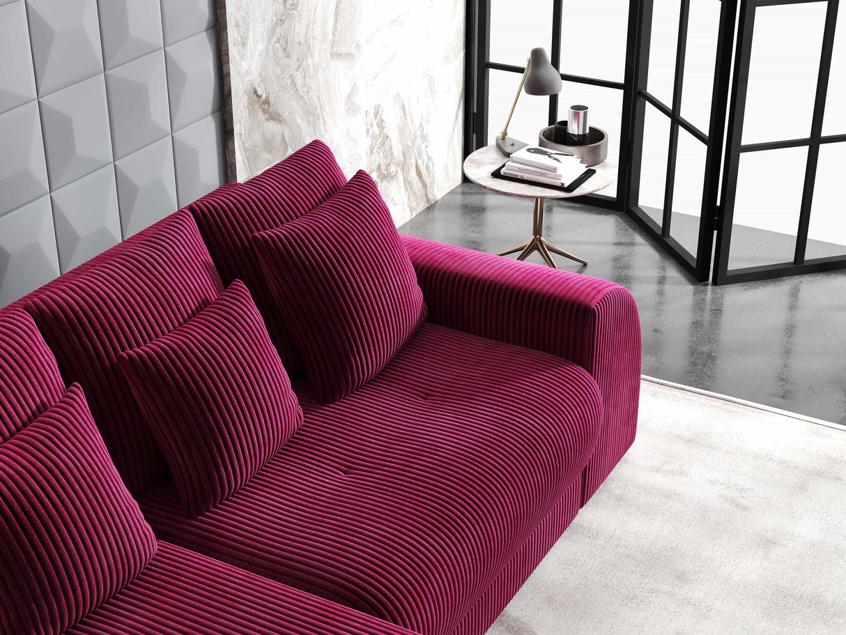 Colțar extensibil dumonde cu ladă de depozitare si sezut confortabil din spuma HR, Verona Zoom Rosu 290x185 cm Fabrica