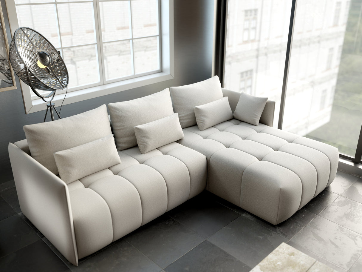 Colțar extensibil dumonde cu ladă de depozitare si sezut confortabil din spuma HR, Malta Beige II 235x185 cm Fabrica