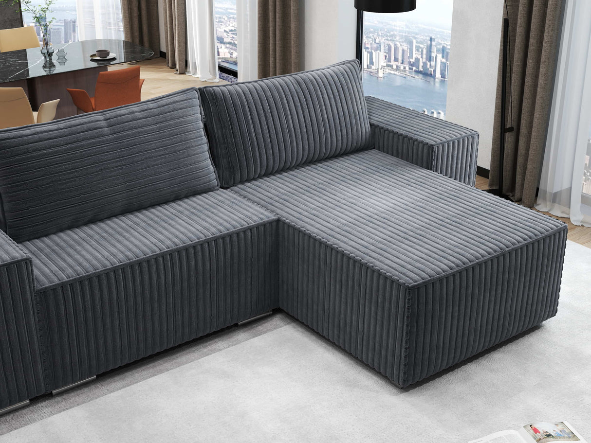Colțar extensibil dumonde cu ladă de depozitare si sezut confortabil din spuma HR, Dream Ambience Gri 290x185 cm II Fabrica