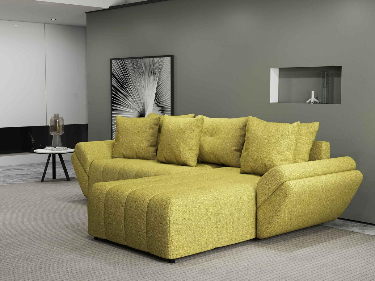 Colțar extensibil dumonde cu ladă de depozitare si sezut confortabil din spuma HR, Berlin Enjoy Verde 280x185 cm II Fabrica