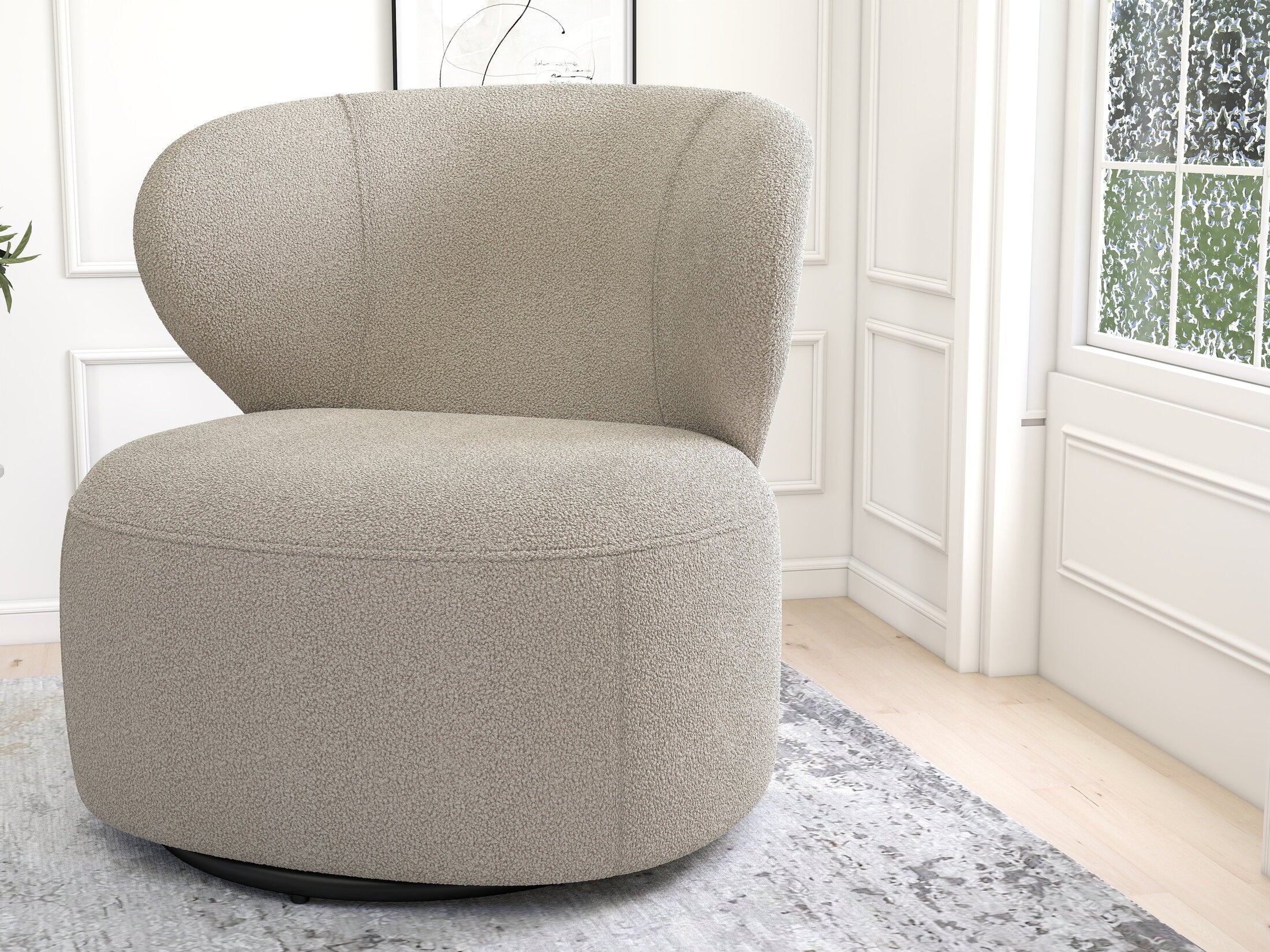 Fotoliu dumonde tapitat Bej modern Monza 73x76cm