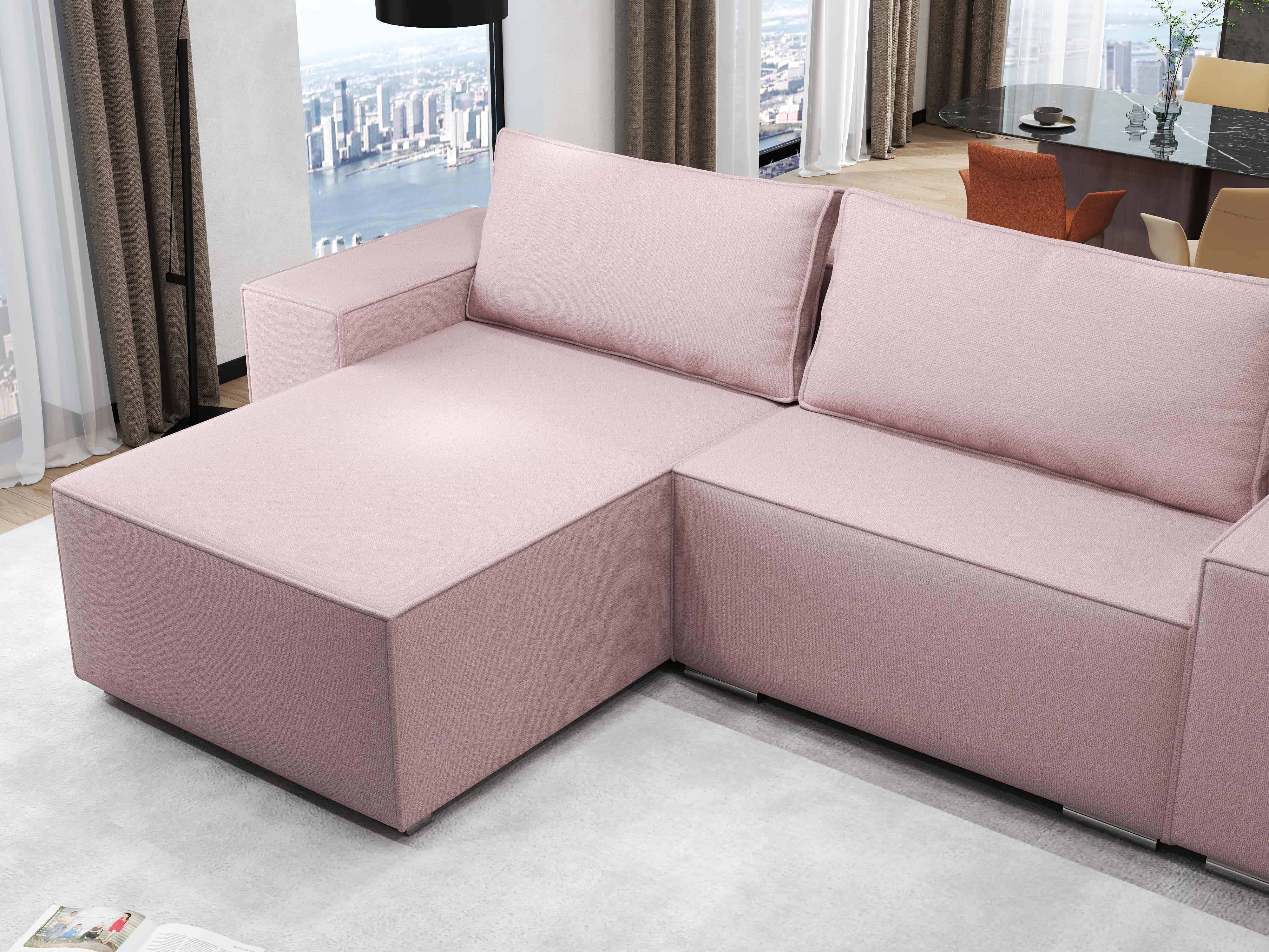 Colțar extensibil dumonde cu ladă de depozitare si sezut confortabil din spuma HR, Dream Enjoy Flamingo 290x185 cm Fabrica