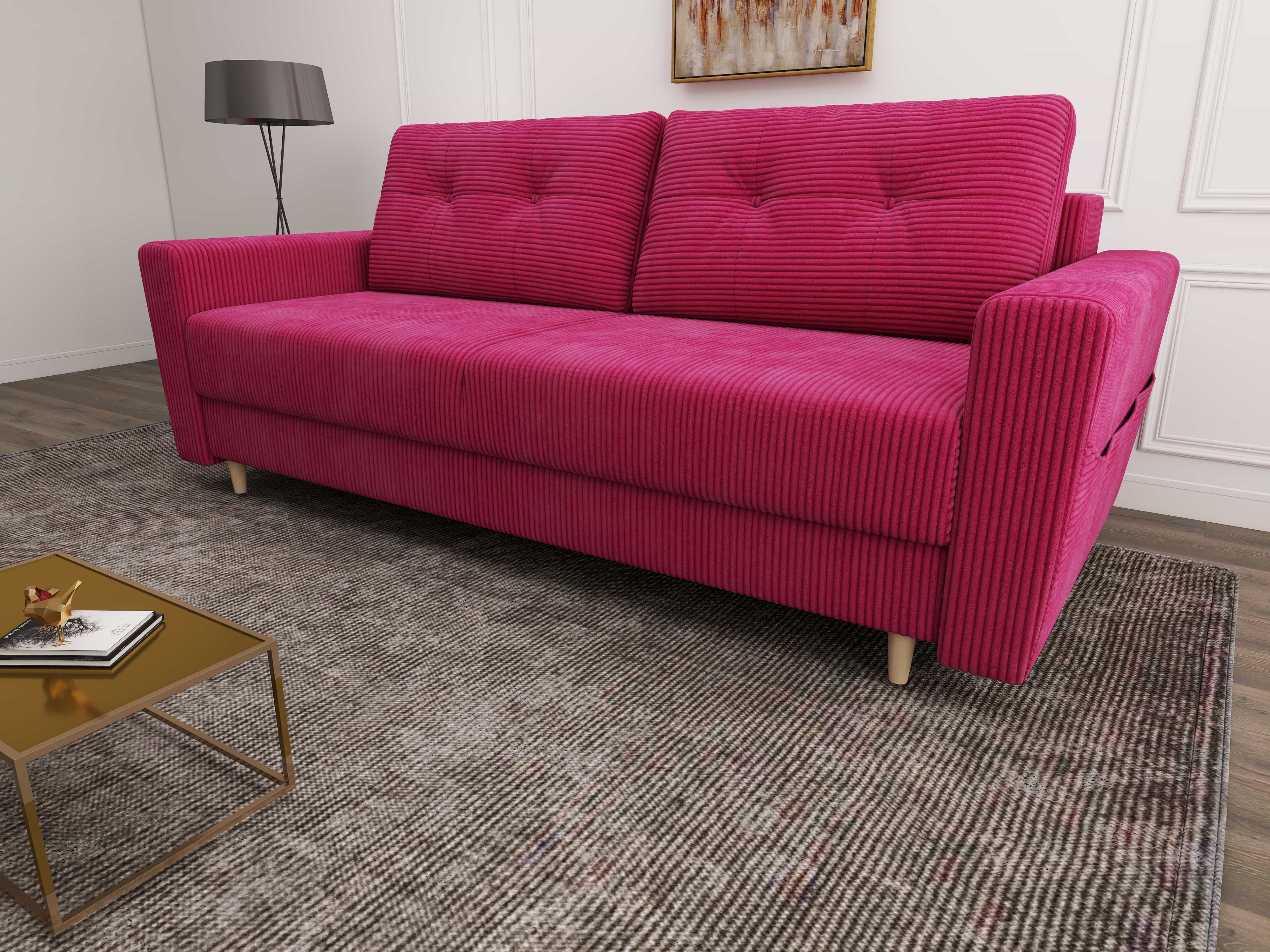 Canapea extensibilă dumonde cu ladă de depozitare si sezut confortabil din spuma HR, Summer Zoom Rosu 225x100 cm