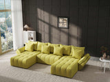 Colțar extensibil dumonde cu ladă de depozitare si sezut confortabil din spuma HR, Berlin U Enjoy Verde 380x180 cm Fabrica