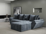 Colțar extensibil dumonde cu ladă de depozitare si sezut confortabil din spuma HR, Berlin Euphoria Gri Grafit 280x185 cm II Fabrica