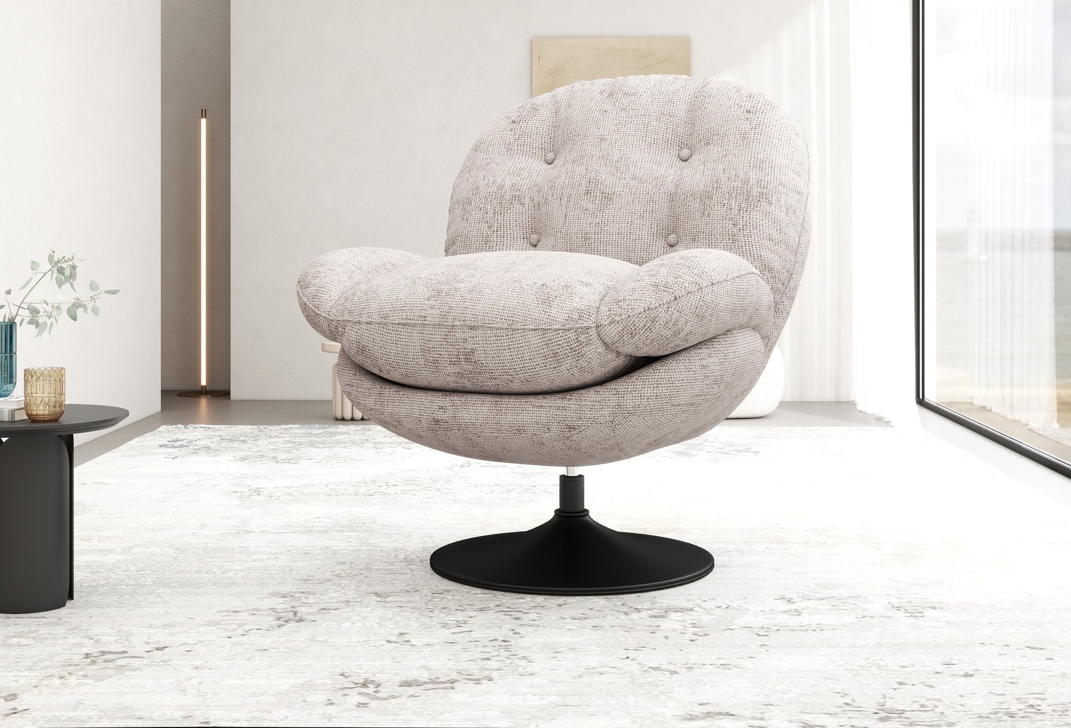 Fotoliu dumonde tapitat Bej modern Amaris 83x95cm