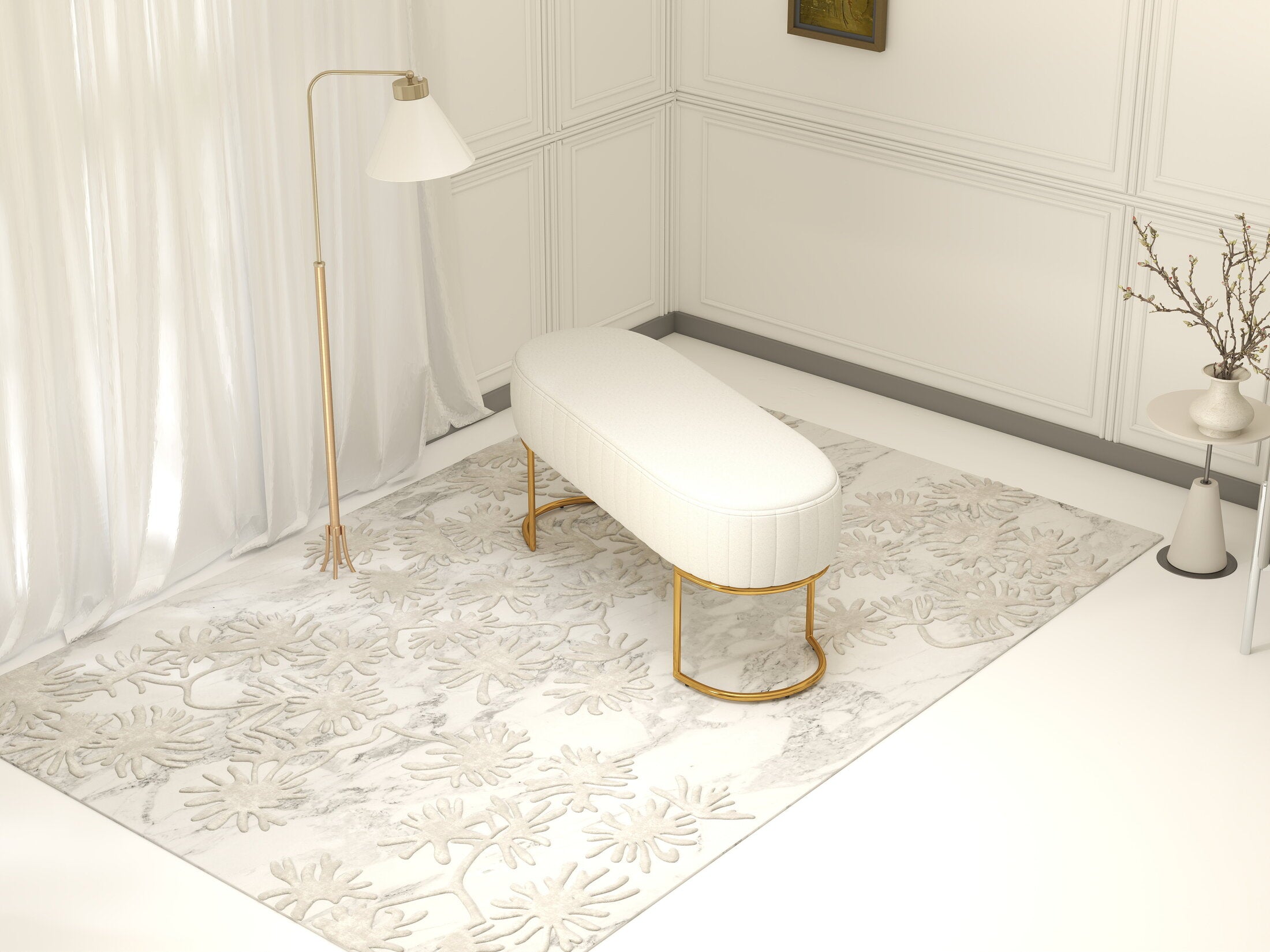 Fotoliu dumonde tapitat Bej modern Aurelio 100x43cm