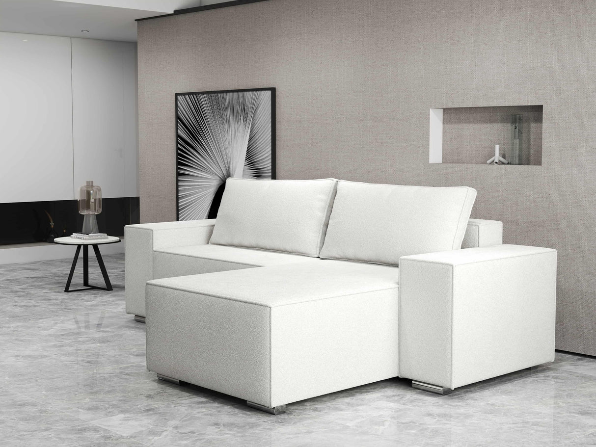 Colțar extensibil dumonde cu ladă de depozitare si sezut confortabil din spuma HR, Dream Euphoria Alb 290x185 cm II Fabrica