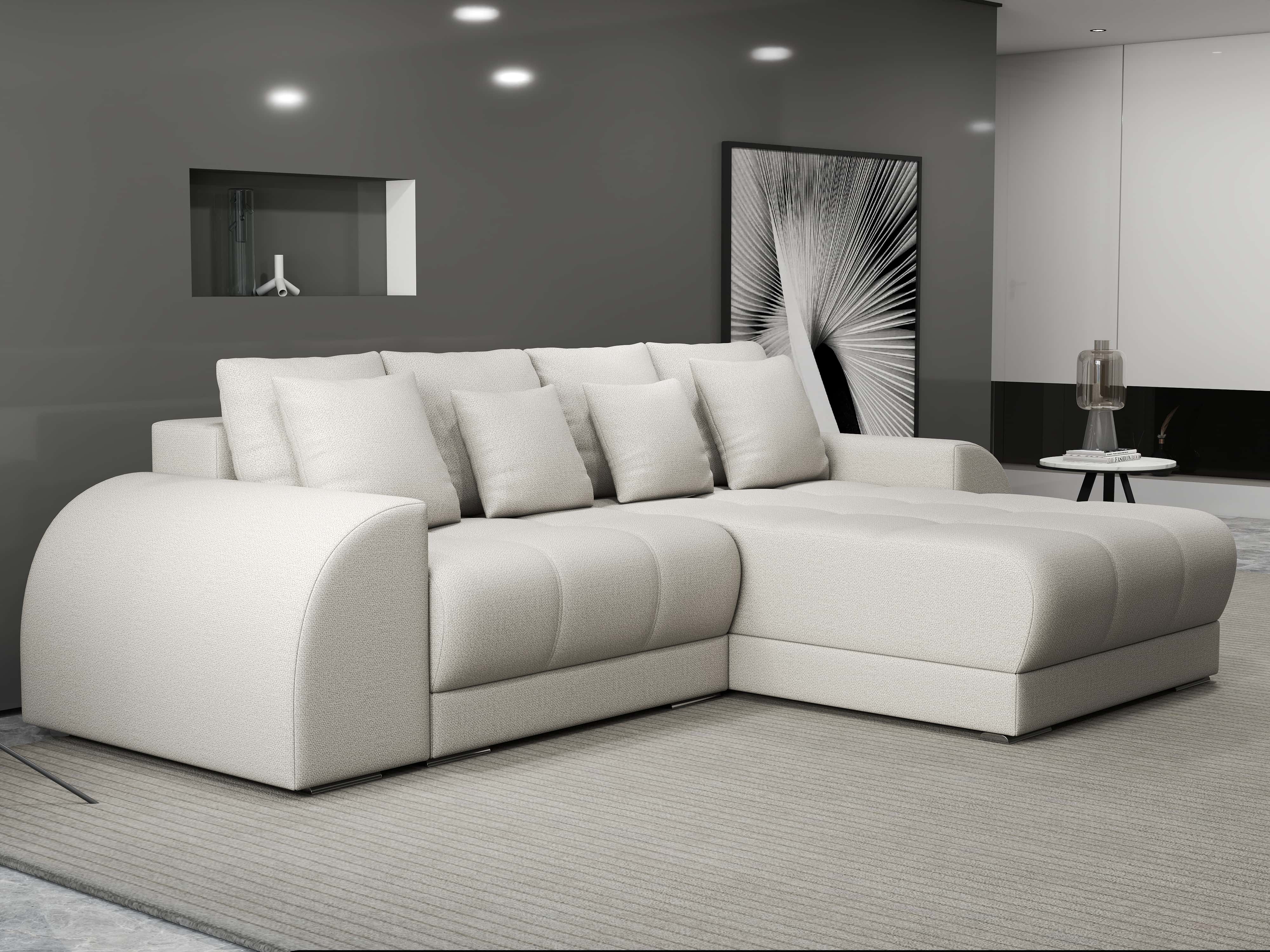 Colțar extensibil dumonde cu ladă de depozitare si sezut confortabil din spuma HR, Verona Enjoy Bej II 290x185 cm Fabrica