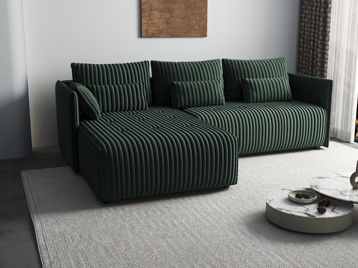 Colțar extensibil dumonde cu ladă de depozitare si sezut confortabil din spuma HR, Malta Ambience Verde II 235x185 cm