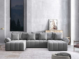Colțar extensibil dumonde cu ladă de depozitare si sezut confortabil din spuma HR, Berlin U Royal Gri 380x180 cm Fabrica
