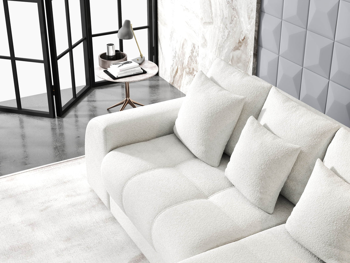 Colțar extensibil dumonde cu ladă de depozitare si sezut confortabil din spuma HR, Verona Euphoria Alb II 290x185 cm Fabrica