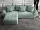 Colțar extensibil dumonde cu ladă de depozitare si sezut confortabil din spuma HR, Berlin Ambience Verde Mint 280x185 cm Fabrica