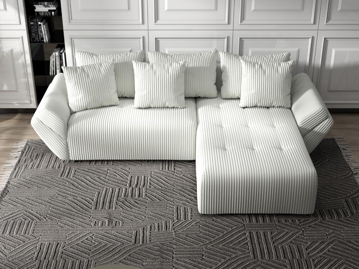 Colțar extensibil dumonde cu ladă de depozitare si sezut confortabil din spuma HR, Berlin Ambience Alb 280x185 cm II Fabrica