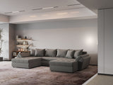 Colțar extensibil dumonde cu ladă de depozitare si sezut confortabil din spuma HR, Loana Royal Gri U 355x185 cm Fabrica