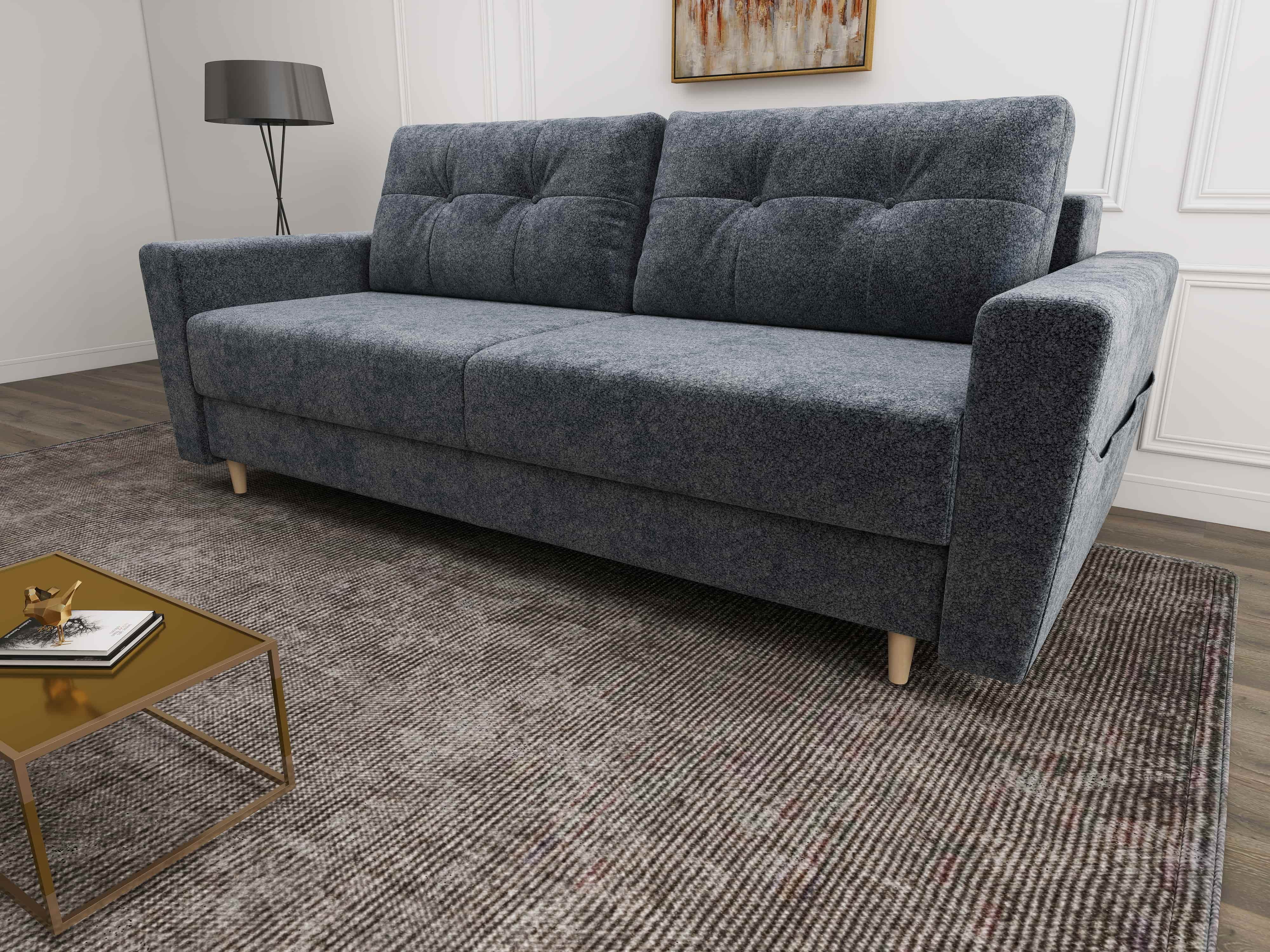 Canapea extensibilă dumonde cu ladă de depozitare si sezut confortabil din spuma HR, Summer Euphoria Gri Grafit 225x100 cm
