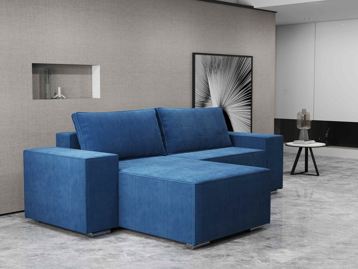 Colțar extensibil dumonde cu ladă de depozitare si sezut confortabil din spuma HR, Dream Zoom Albastru 290x185 cm Fabrica