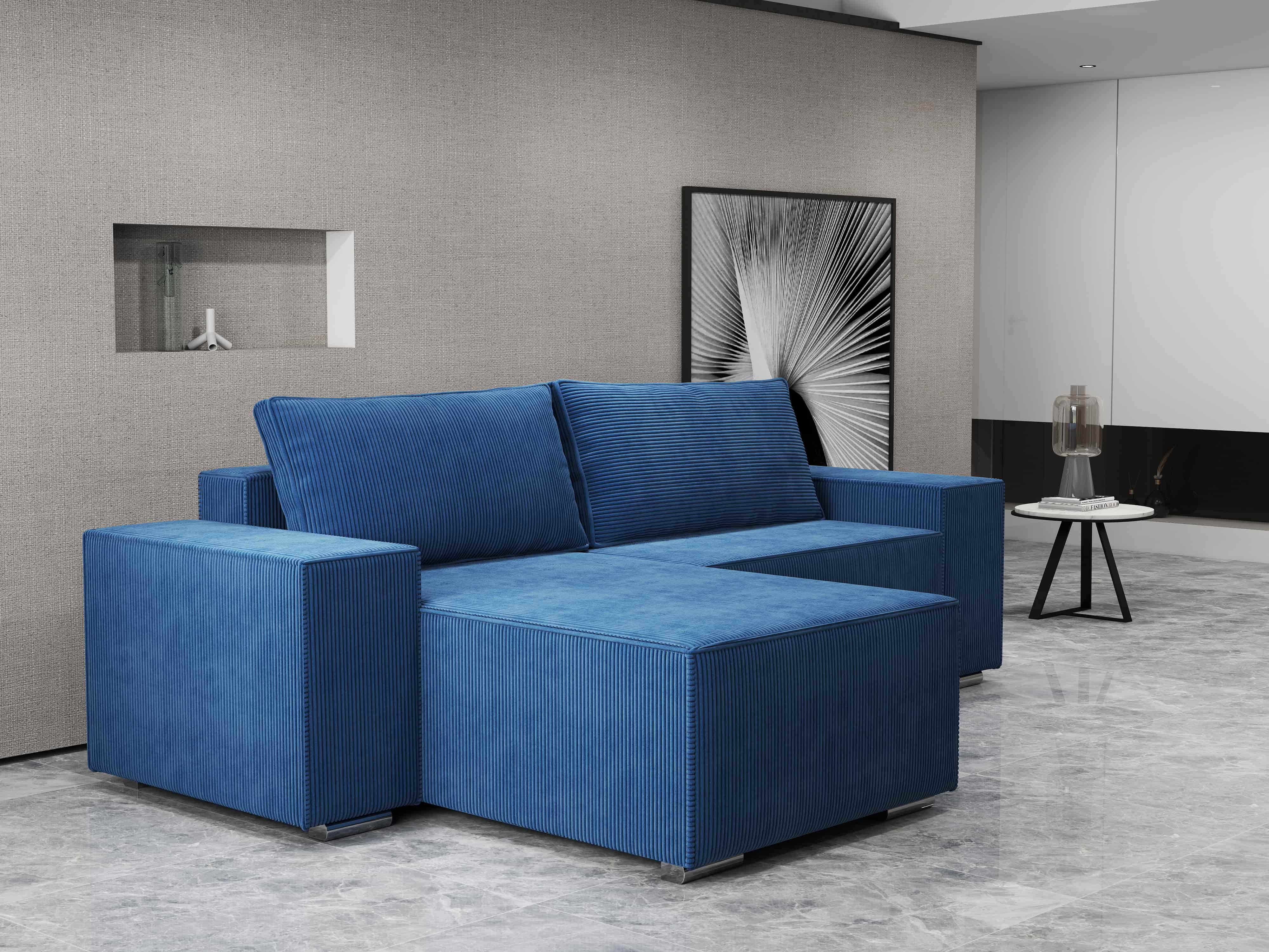 Colțar extensibil dumonde cu ladă de depozitare si sezut confortabil din spuma HR, Dream Zoom Albastru 290x185 cm Fabrica