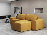 Colțar extensibil dumonde cu ladă de depozitare si sezut confortabil din spuma HR, Dream Zoom Mustar 290x185 cm II Fabrica
