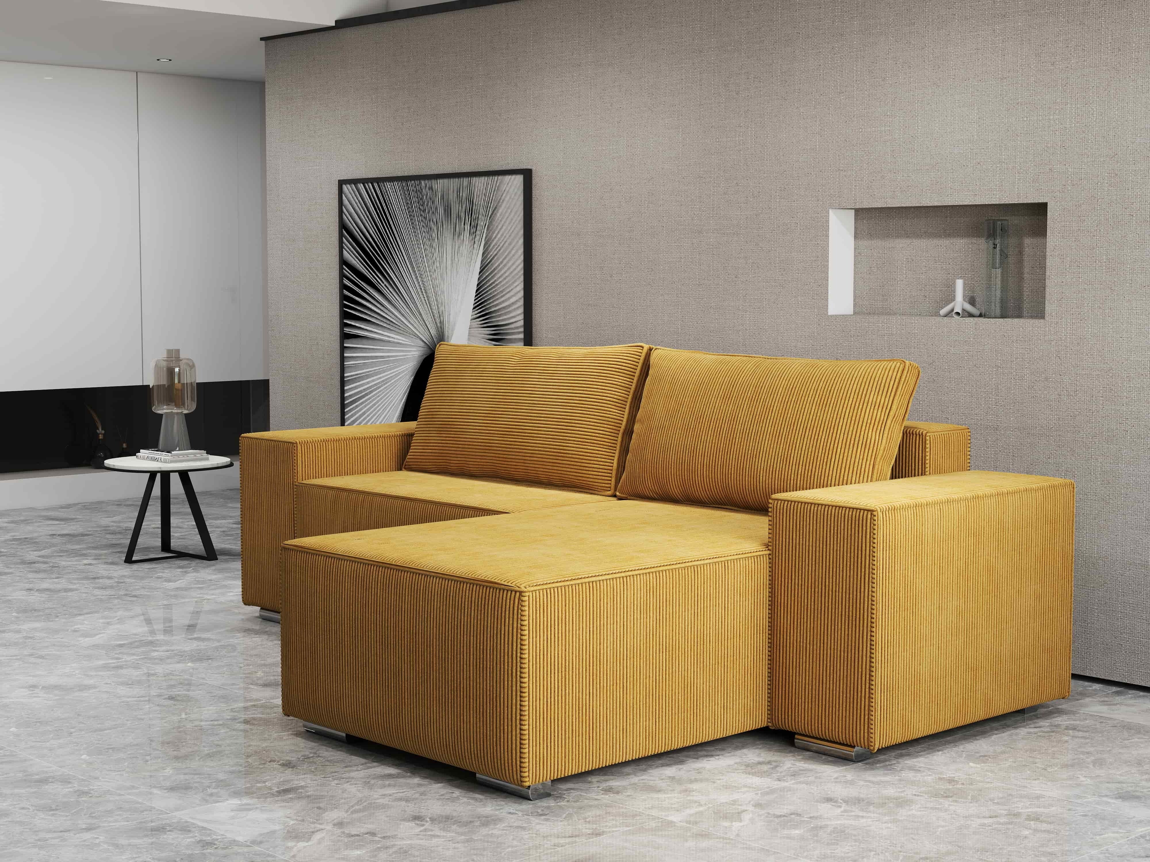 Colțar extensibil dumonde cu ladă de depozitare si sezut confortabil din spuma HR, Dream Zoom Mustar 290x185 cm II Fabrica