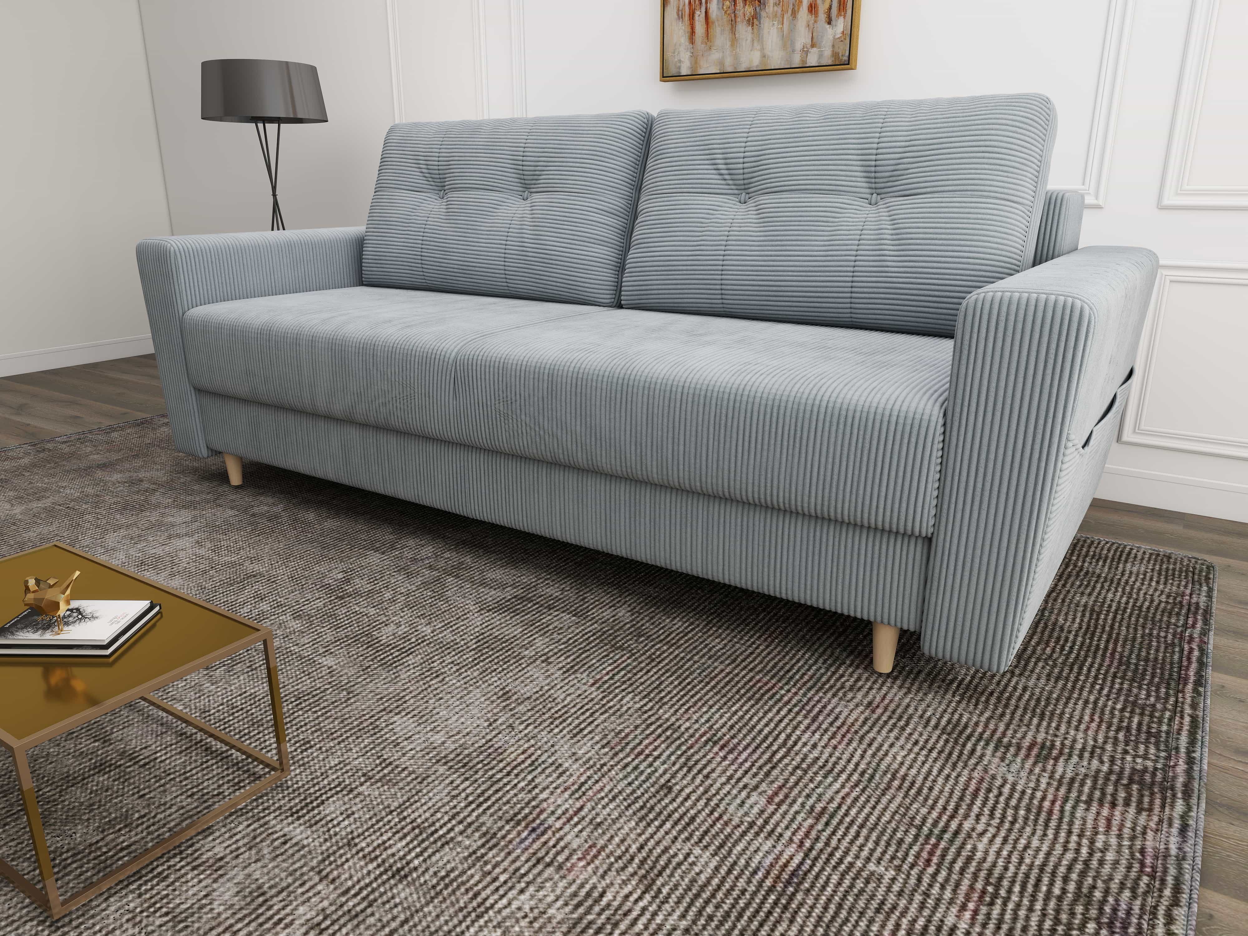 Canapea extensibilă dumonde cu ladă de depozitare si sezut confortabil din spuma HR, Summer Zoom Gri Mint 225x100 cm