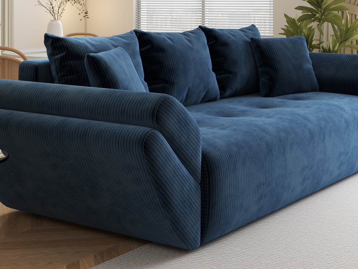 Canapea extensibilă dumonde cu ladă de depozitare si sezut confortabil din spuma HR, Zoom Blue 250x100 cm Fabrica