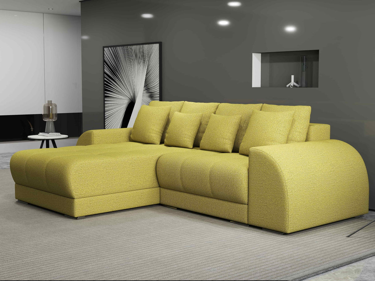 Colțar extensibil dumonde cu ladă de depozitare si sezut confortabil din spuma HR, Verona Enjoy Verde 290x185 cm Fabrica