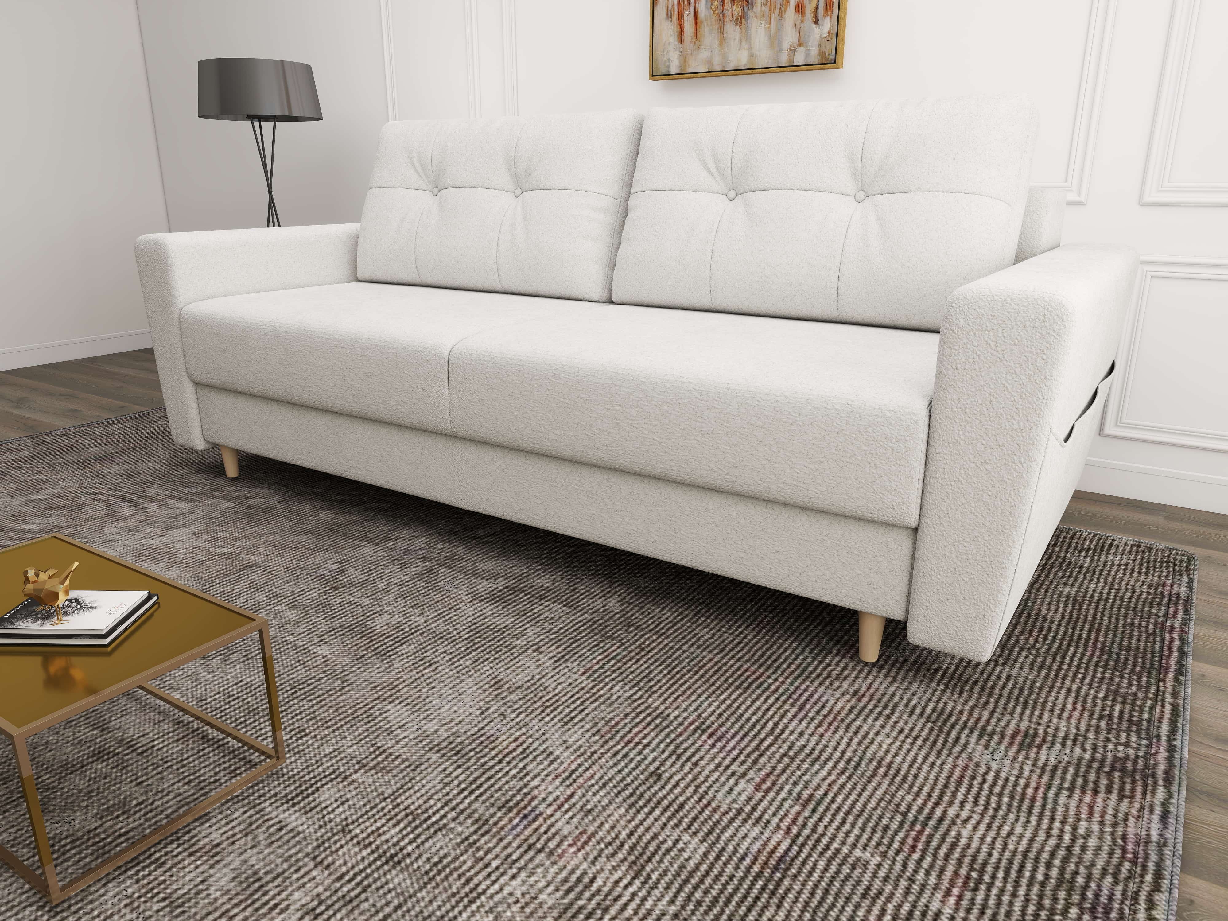 Canapea extensibilă dumonde cu ladă de depozitare si sezut confortabil din spuma HR, Summer Euphoria Alb 225x100 cm
