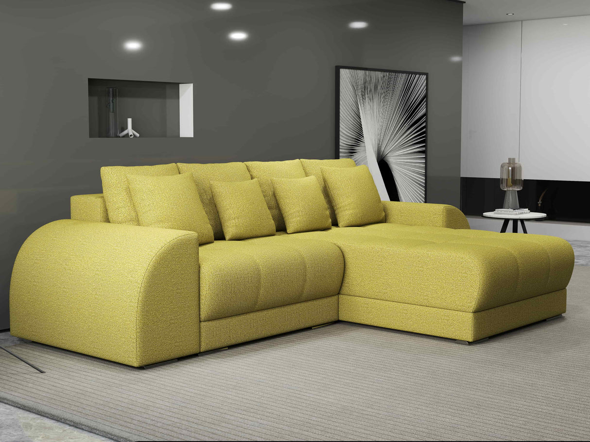 Colțar extensibil dumonde cu ladă de depozitare si sezut confortabil din spuma HR, Verona Enjoy Verde II 290x185 cm Fabrica