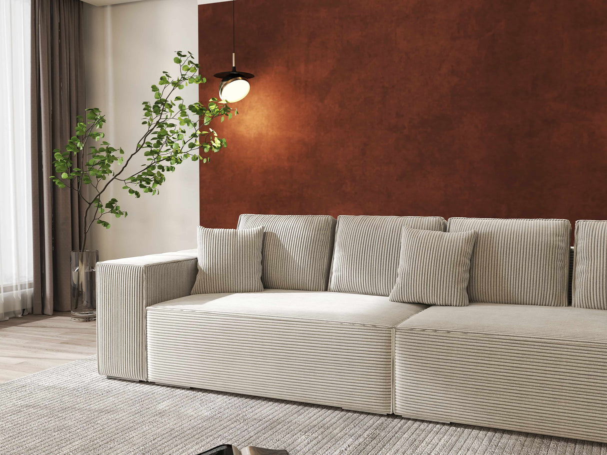 Canapea extensibilă dumonde cu ladă de depozitare si sezut confortabil din spuma HR, Dream Zoom Gri 310x100 cm Fabrica