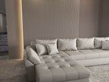 Colțar extensibil dumonde cu ladă de depozitare si sezut confortabil din spuma HR, Loana XL Enjoy Beige 335x185 cm Fabrica