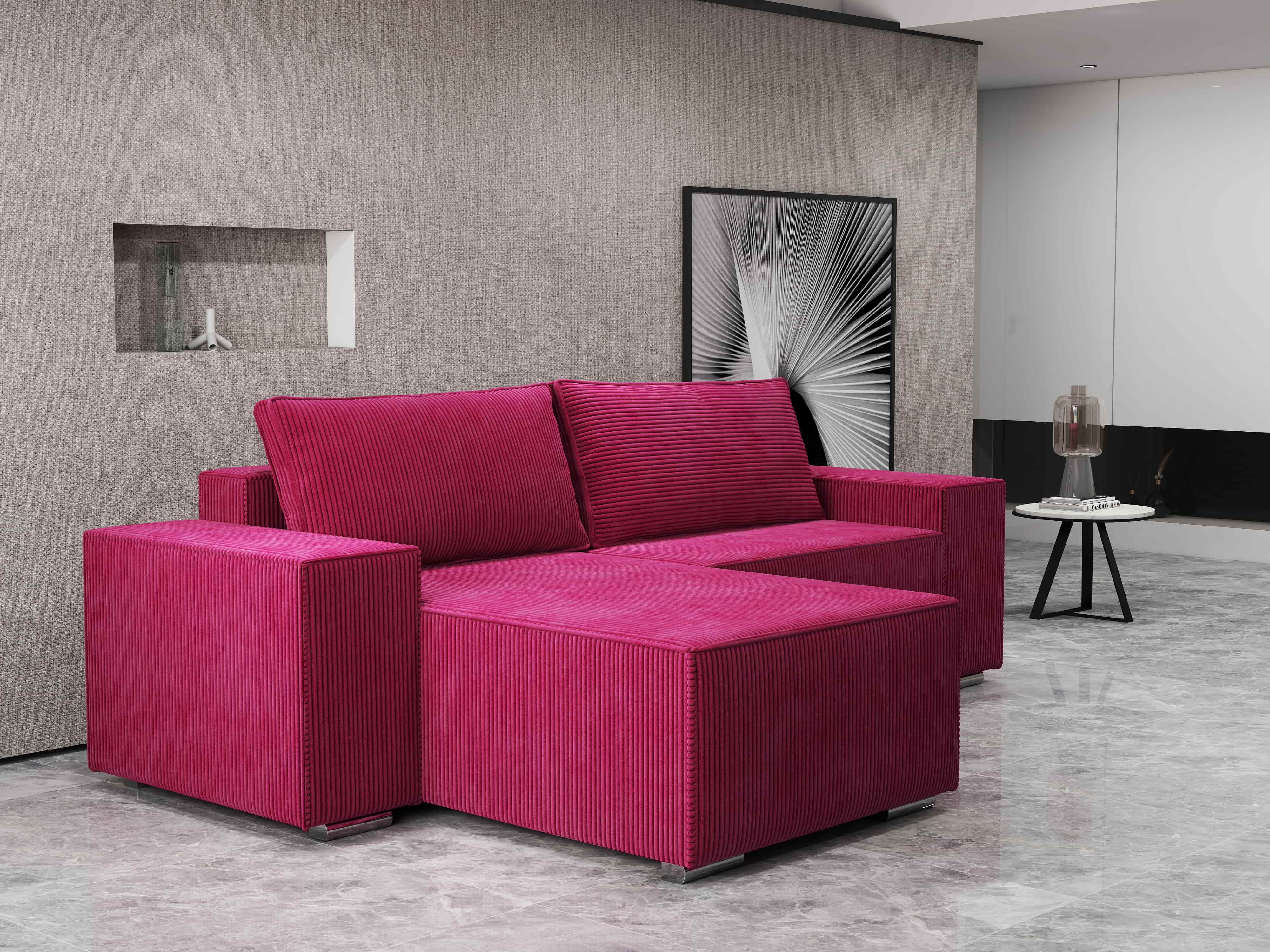 Colțar extensibil dumonde cu ladă de depozitare si sezut confortabil din spuma HR, Dream Zoom Rosu 290x185 cm Fabrica