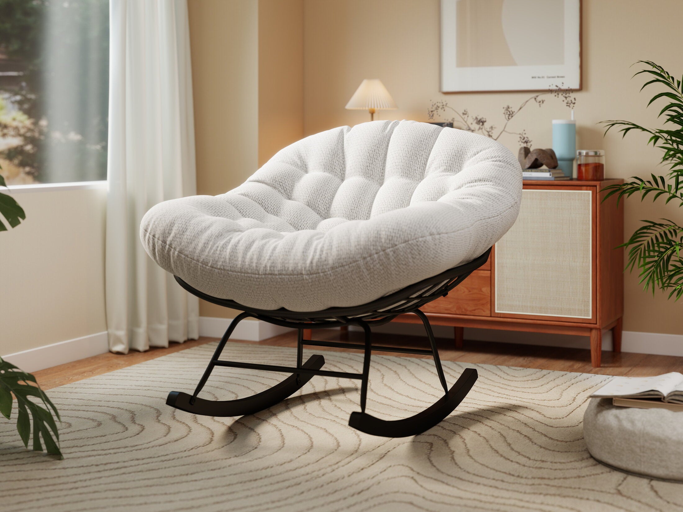 Fotoliu dumonde tapitat Alb modern Taviro 77x83cm