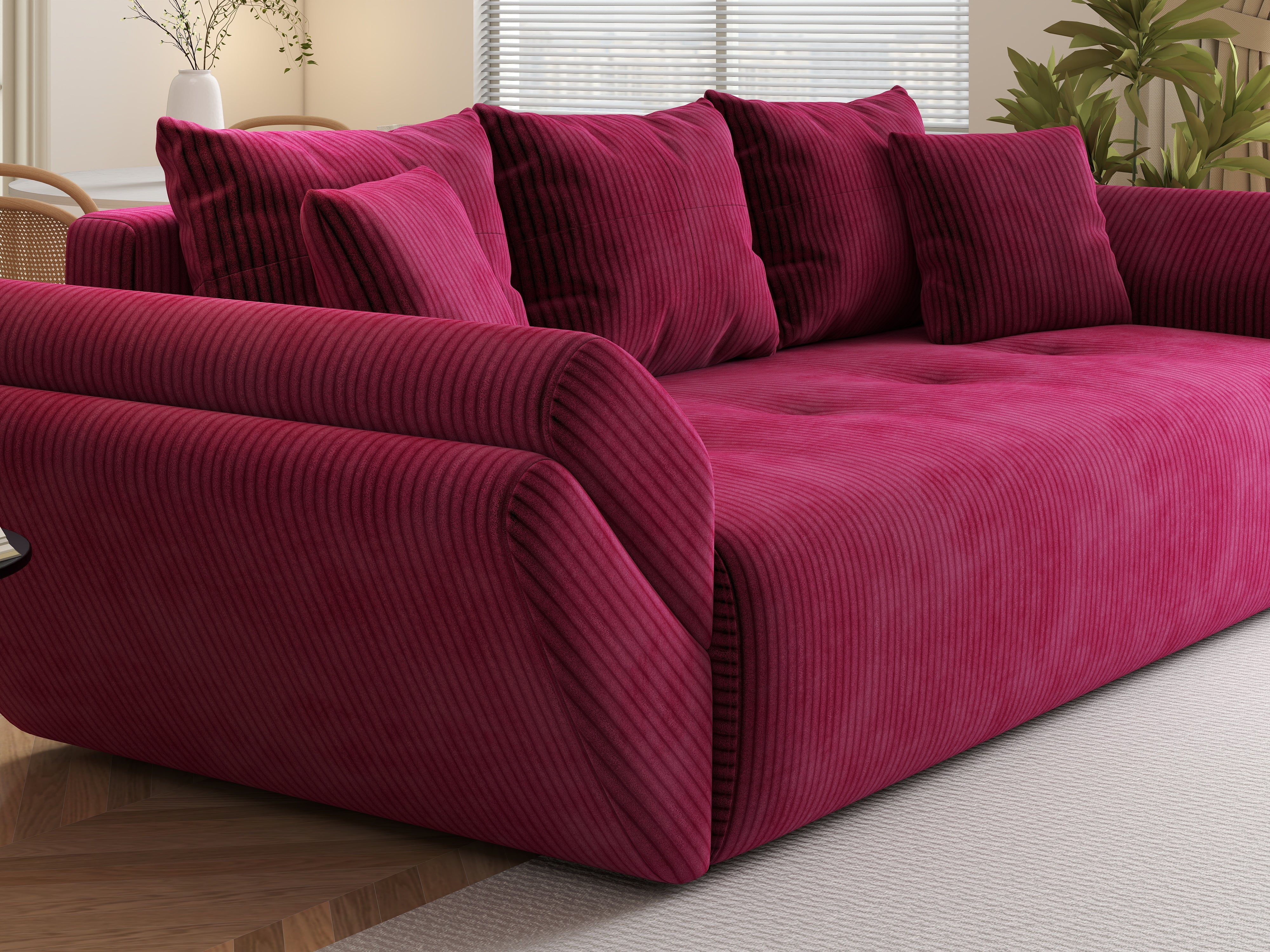 Canapea extensibilă dumonde cu ladă de depozitare si sezut confortabil din spuma HR, Berlin Zoom Red 250x100 cm Fabrica