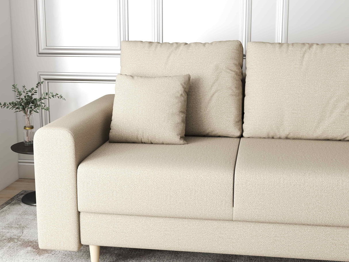 Canapea extensibilă dumonde cu ladă de depozitare si sezut confortabil din spuma HR, Kronos Enjoy Beige 210x100 cm fabrica
