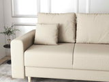 Canapea extensibilă dumonde cu ladă de depozitare si sezut confortabil din spuma HR, Kronos Enjoy Beige 210x100 cm fabrica