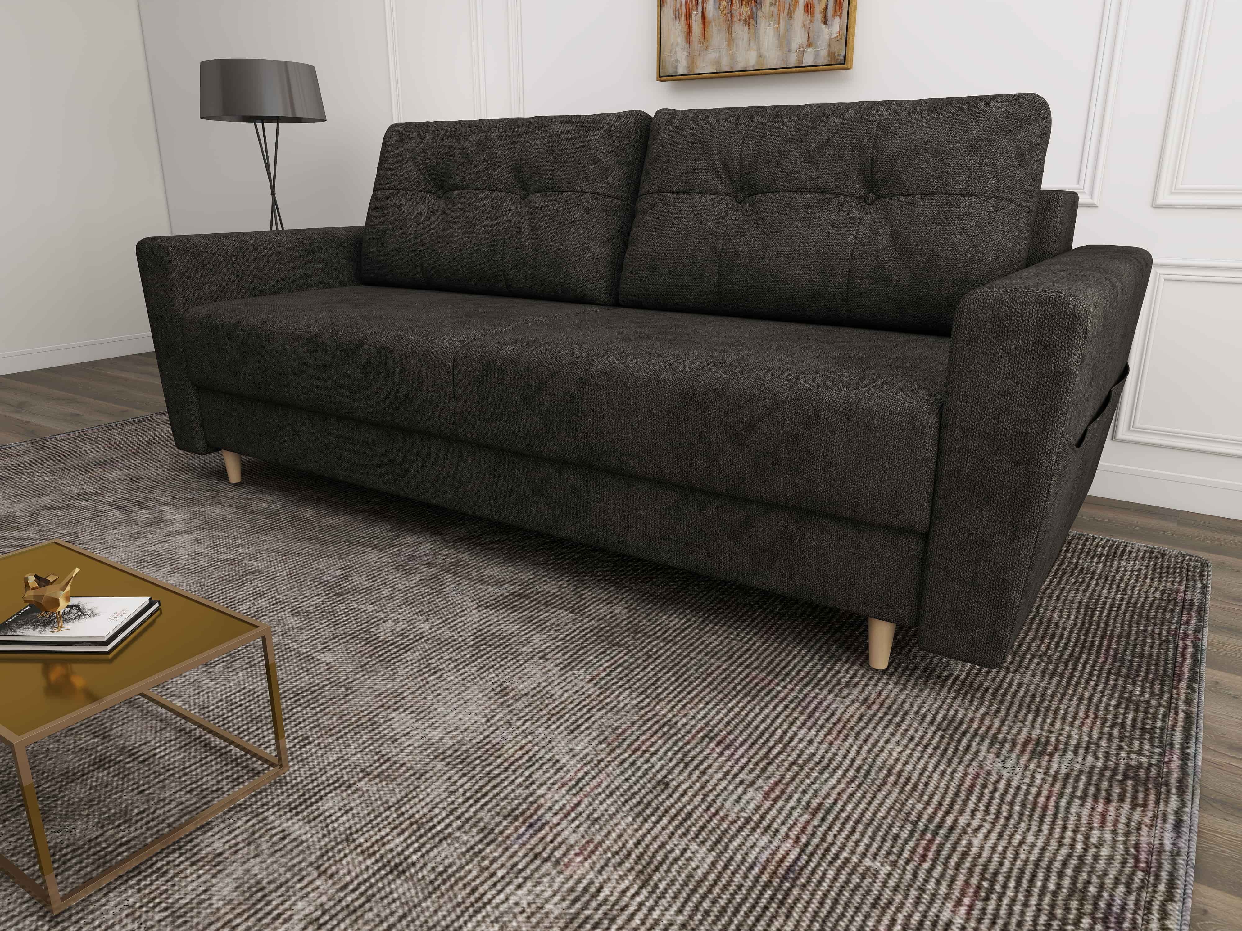 Canapea extensibilă dumonde cu ladă de depozitare si sezut confortabil din spuma HR, Summer Enjoy Negru 225x100 cm