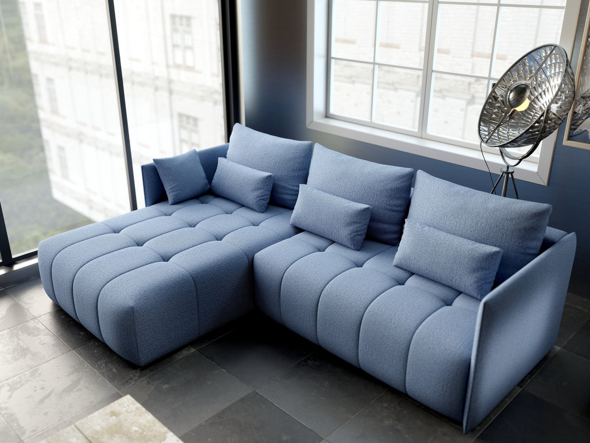 Colțar extensibil dumonde cu ladă de depozitare si sezut confortabil din spuma HR, Malta Blue 235x185 cm Fabrica