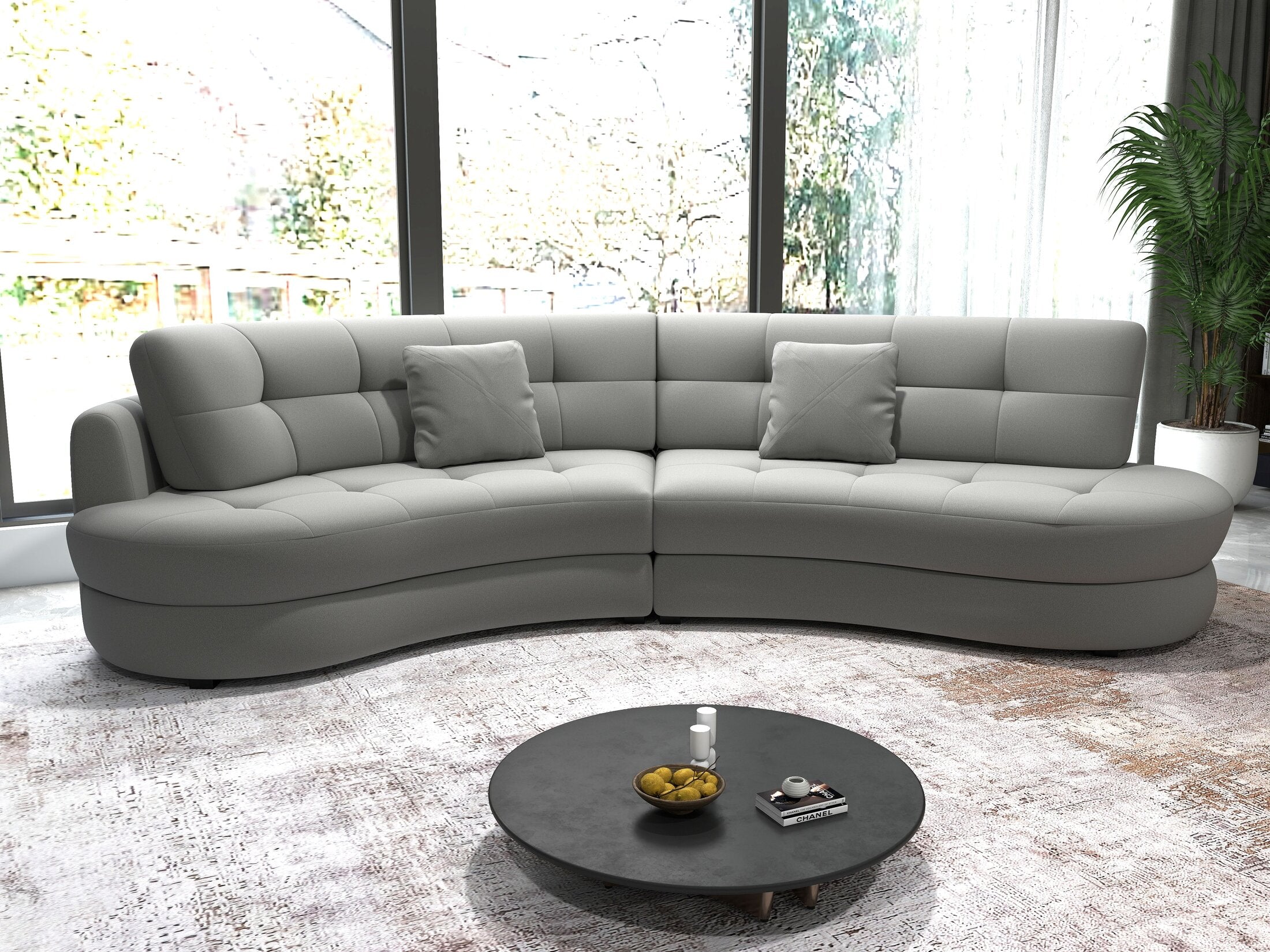 Canapea semirotunda dumonde cu șezut confortabil din spumă HR, Roma  Royal Gri 300x160 cm