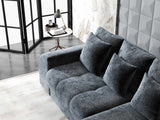 Colțar extensibil dumonde cu ladă de depozitare si sezut confortabil din spuma HR, Verona Euphoria Gri Grafit II 290x185 cm Fabrica