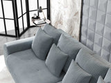 Colțar extensibil dumonde cu ladă de depozitare si sezut confortabil din spuma HR, Verona Zoom Gri Mint II 290x185 cm Fabrica