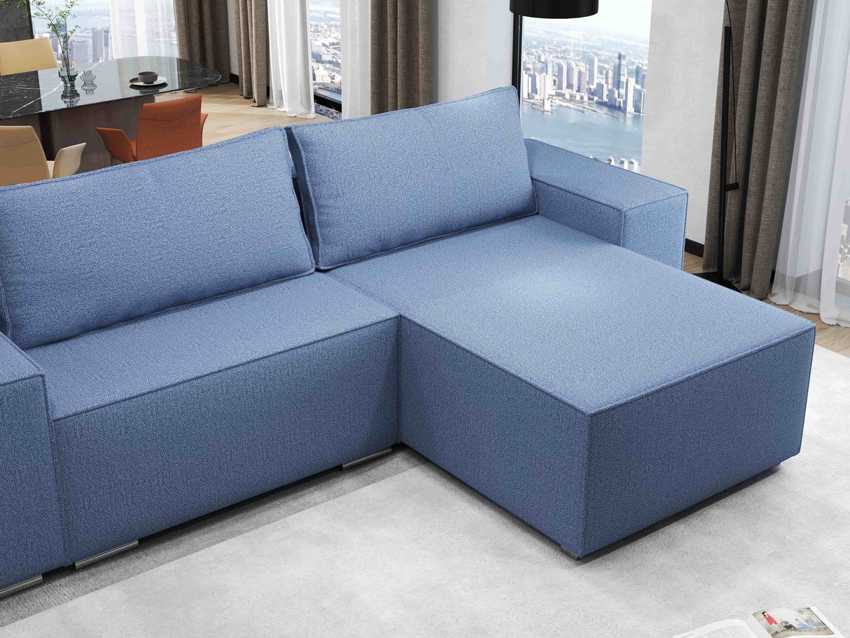 Colțar extensibil dumonde cu ladă de depozitare si sezut confortabil din spuma HR, Dream Enjoy Albastru 290x185 cm II Fabrica