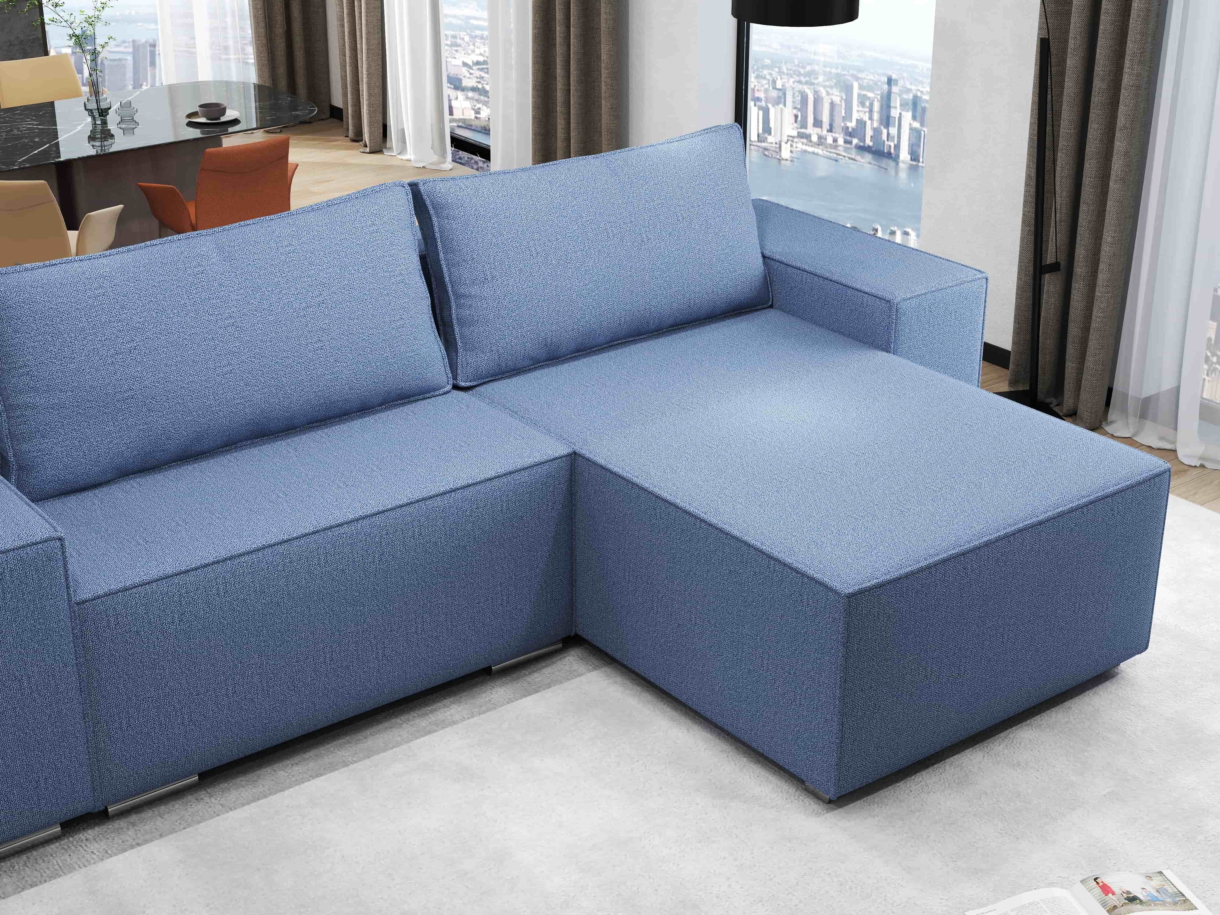 Colțar extensibil dumonde cu ladă de depozitare si sezut confortabil din spuma HR, Dream Enjoy Albastru 290x185 cm II Fabrica