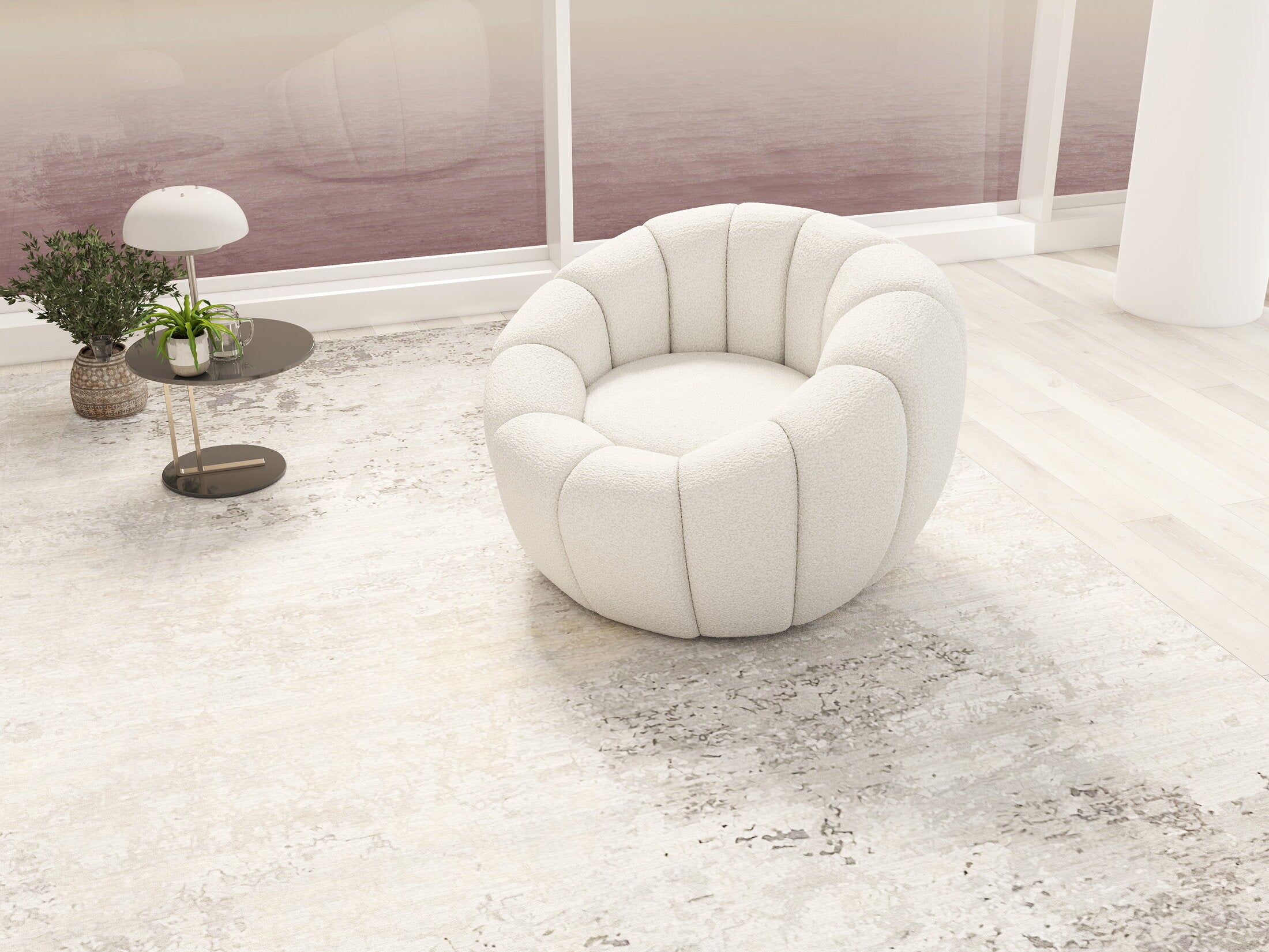 Fotoliu dumonde tapitat Bej modern Ravello 89x92cm