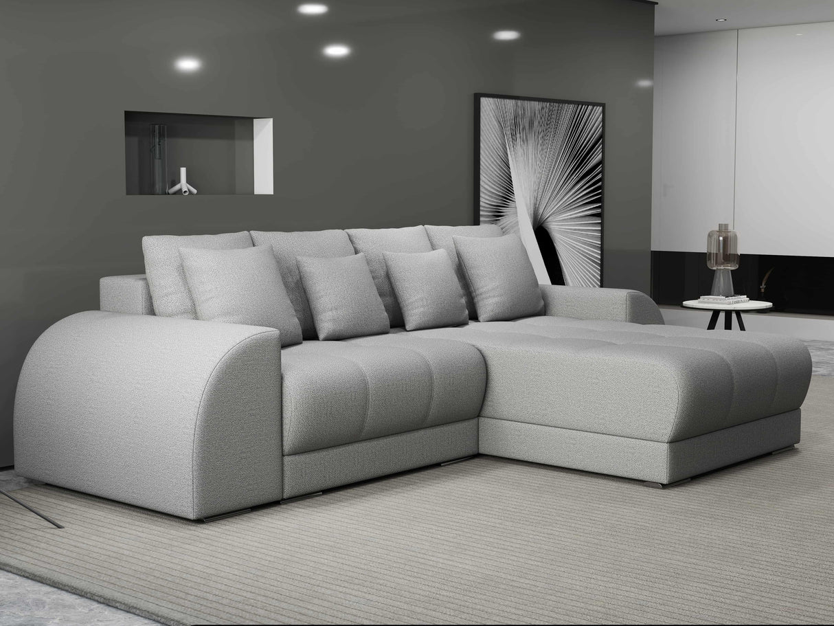 Colțar extensibil dumonde cu ladă de depozitare si sezut confortabil din spuma HR, Verona Enjoy Gri II 290x185 cm Fabrica