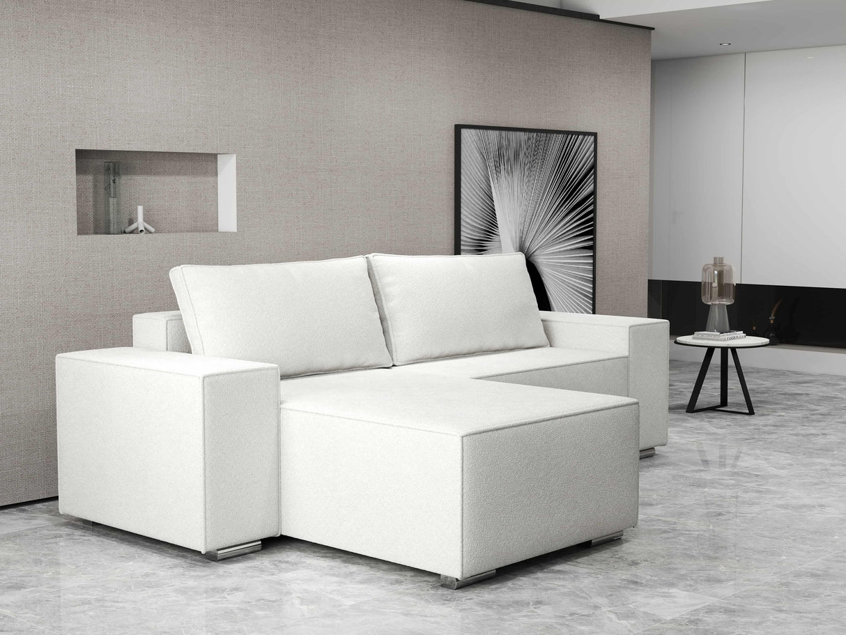 Colțar extensibil dumonde cu ladă de depozitare si sezut confortabil din spuma HR, Dream Euphoria Alb 290x185 cm Fabrica