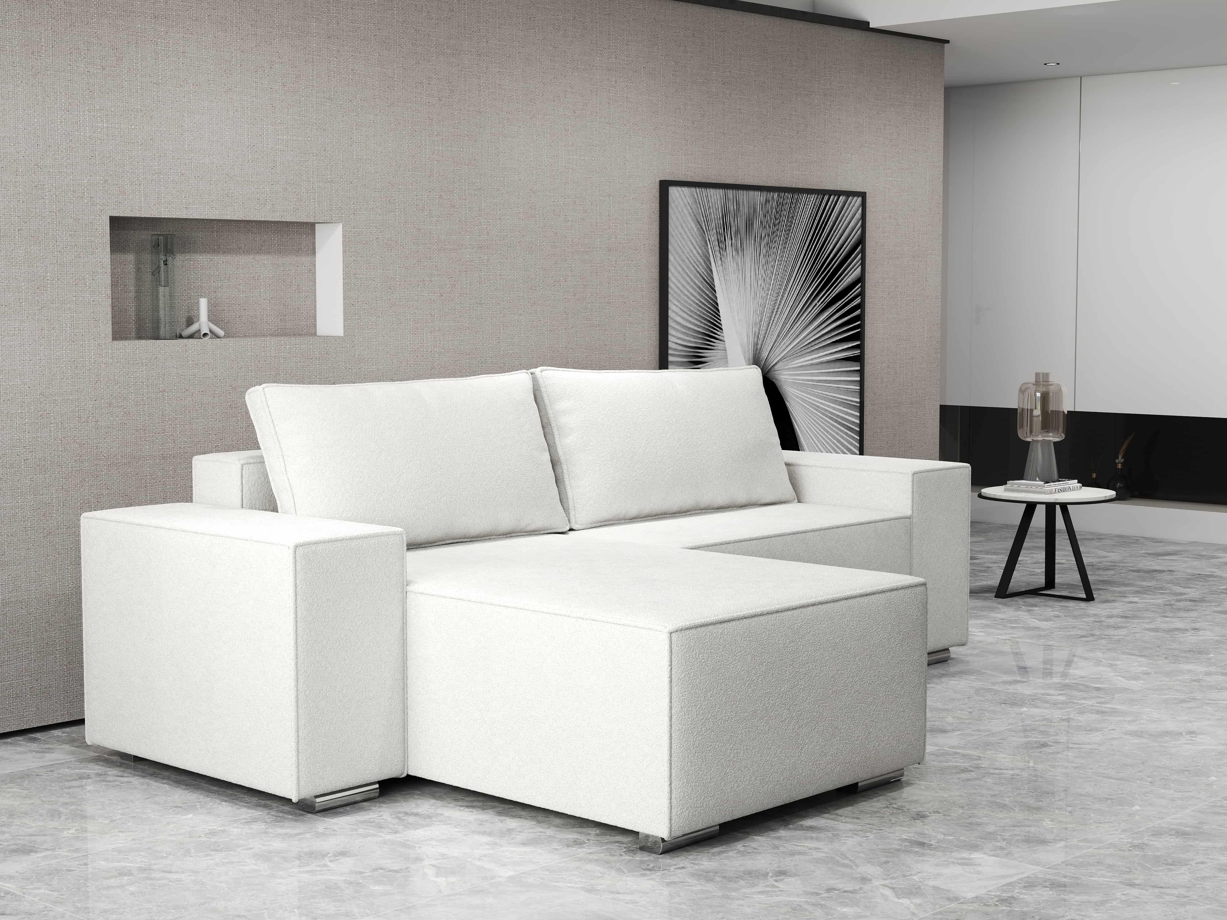 Colțar extensibil dumonde cu ladă de depozitare si sezut confortabil din spuma HR, Dream Euphoria Ivory 290x185 cm Fabrica